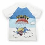 Boys Graphic Printed 100%Organic Cotton T-Shirt With parachute Fun Print- Blue