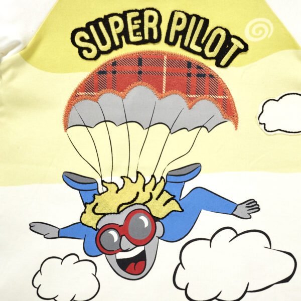 Boys Graphic Printed 100%Organic Cotton T-ShirtWith parachute Fun Print-Yellow - Image 2