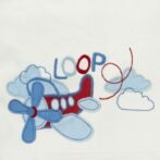 Boys Embroidered 100% Organic Cotton Aroplane Graphics Polo Neck T-Shirt- White - Image 2