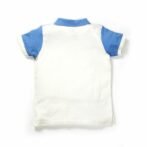 Boys Embroidered 100% Organic Cotton Aroplane Graphics Polo Neck T-Shirt- White - Image 3