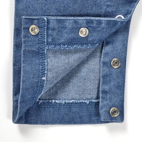 Girls Embroidered Printed 100% Organic Cotton Sleeveless denim Romper with kitty Embroidery-Pink - Image 5