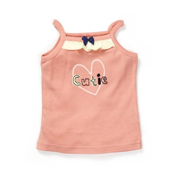 Girls Embroidered Printed 100% Organic Cotton Camisole and polka doted Skirt Set-Orange/yellow - Image 2