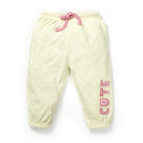 Girls Embroidered Printed 100% Organic Cotton Short sleeve Top and Dotted Pant Set-White - Image 6