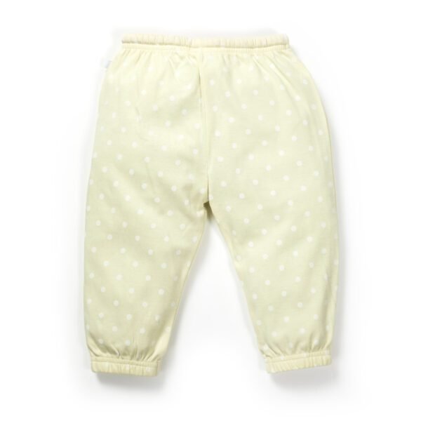 Girls Embroidered Printed 100% Organic Cotton Short sleeve Top and Dotted Pant Set-White - Image 5