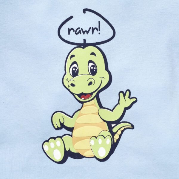 Boys Graphic Printed 100%Organic Cotton T-Shirt and Denim Shorts Set with diano print-Blue - Image 3