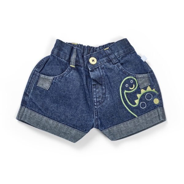 Boys Graphic Printed 100%Organic Cotton T-Shirt and Denim Shorts Set with diano print-Blue - Image 4