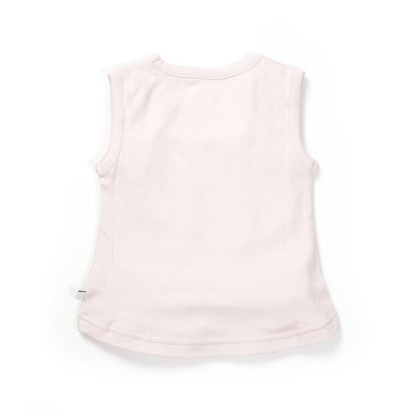 Girls Printed 100% Organic Cotton Frill Neck Sleeveless Top and Teddy printed Leggings Set- Pink - Image 4