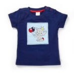 Boys Graphic Printed 100%Organic Cotton T-shirt and Pant Set with Elephant printed patch-Navy - Image 2