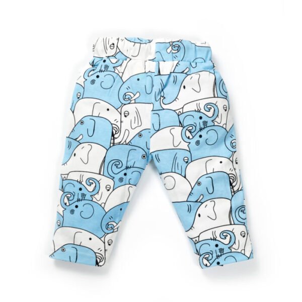 Boys Graphic Printed 100%Organic Cotton T-shirt and Pant Set with Elephant printed patch-Navy - Image 7