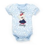 Girls Graphic Printed 100%Organic Cotton  Bodysuit -Blue