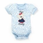 Girls Graphic Printed 100%Organic Cotton  Bodysuit -Blue