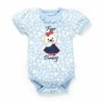 Girls Graphic Printed 100%Organic Cotton  Bodysuit -Blue