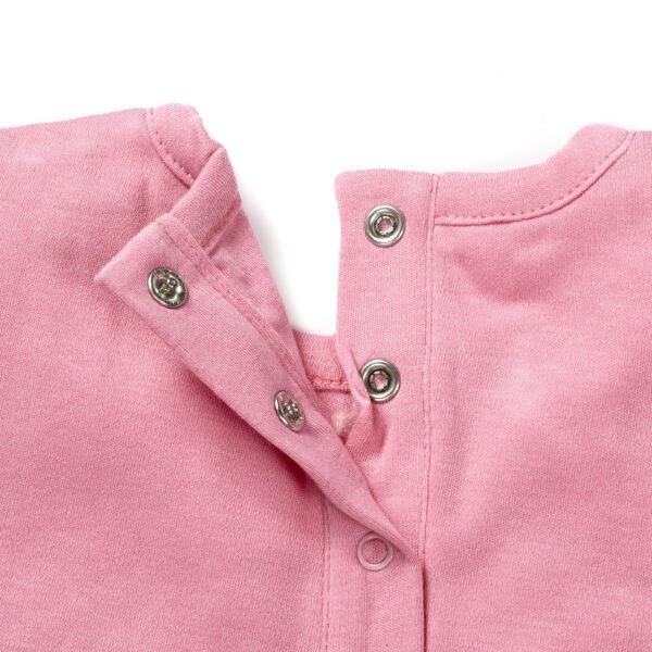 Girls Graphic Printed 100%Organic Cotton Jacket styles printed dress with hearts-Pink - Image 3