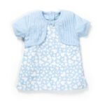 Girls Graphic Printed 100%Organic Cotton Jacket styles dress with heart print- Blue