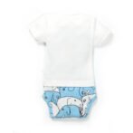 Boys Graphic Printed 100%Organic Cotton Half Sleeves Bodysuit with Elephant print-White - Image 3