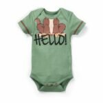 Boys Printed 100% Organic Cotton Bodysuit with Monkey Print- Green