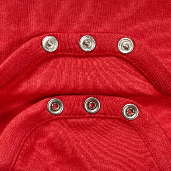 Boys Printed 100% Organic Cotton Collar Neck Half Sleeves Bodysuit with Tiger print- Red - Image 2