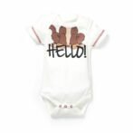 Boys Printed 100% Organic Cotton Envelop Neck Bodysuit with Monkey print- White