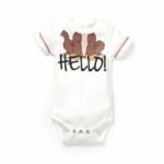 Boys Printed 100% Organic Cotton Envelop Neck Bodysuit with Monkey print- White