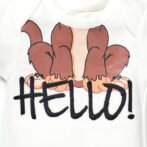 Boys Printed 100% Organic Cotton Envelop Neck Bodysuit with Monkey print- White - Image 2