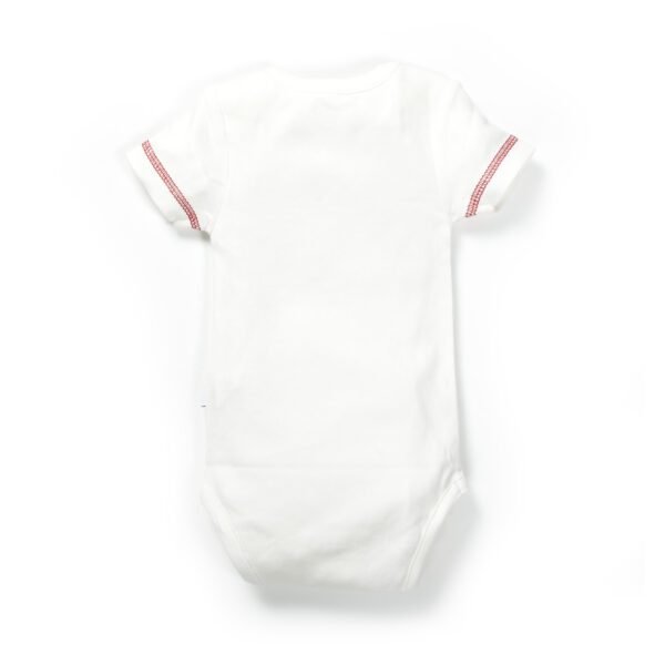 Boys Printed 100% Organic Cotton Envelop Neck Bodysuit with Monkey print- White - Image 3