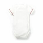 Boys Printed 100% Organic Cotton Envelop Neck Bodysuit with Monkey print- White - Image 3