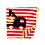 Unisex Graphics 100%Organic Cotton Baby warm Blanket with Black crane- Red-white stripes