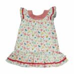 Girls Graphic Printed 100%Organic Cotton floral printed frock- white