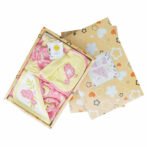 Unisex Printed 100%Organic Cotton Newborn baby Gift Set with Bird print Pack of 5-Pink and yellow - Image 2