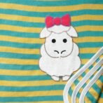 Unisex Embroidered 100%Organic Cotton warm Baby Blanket with Sheep - Yellow and green - Image 3