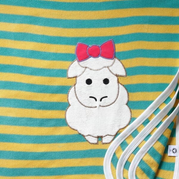 Unisex  Embroidered 100%Organic Cotton warm Baby Blanket with Sheep - Yellow and green - Image 2