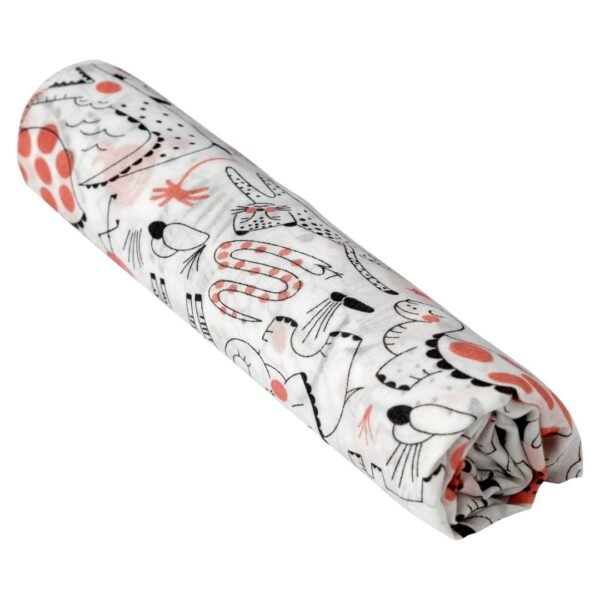 Unisex Animal Printed 100% Organic Cotton Blanket - White - Image 1