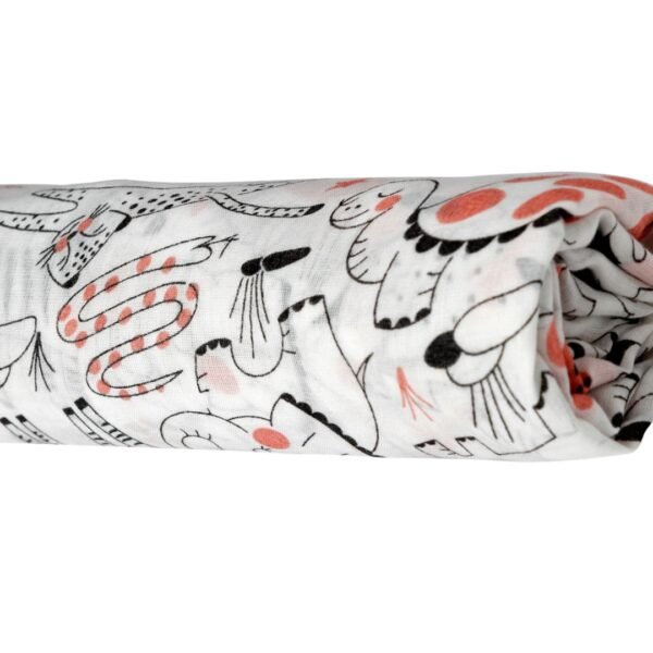 Unisex Animal Printed 100% Organic Cotton Blanket - White - Image 2