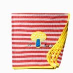 Unisex Stripes Embroidered 100%Organic Cotton Baby Blanket - White and Red