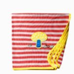 Unisex Stripes Embroidered 100%Organic Cotton Baby Blanket - White and Red