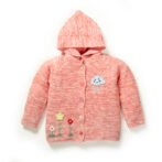 Girls Graphic 100%Organic Cotton Hooded Sweater Jacket with Cute Emb- Corel