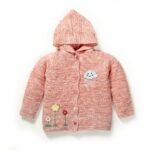Girls Graphic 100%Organic Cotton Hooded Sweater Jacket with Cute Emb- Corel