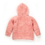Girls Graphic 100%Organic Cotton Hooded Sweater Jacket with Cute Emb- Corel - Image 3