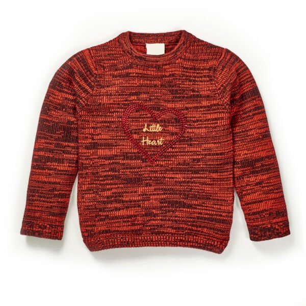 Girls Graphic 100%Organic Cotton Girls Sweater-Red - Image 1