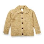 Unisex Printed 100%Organic Cotton Collar Sweater cardigan- Yellow