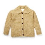 Unisex Printed 100%Organic Cotton Collar Sweater cardigan- Yellow