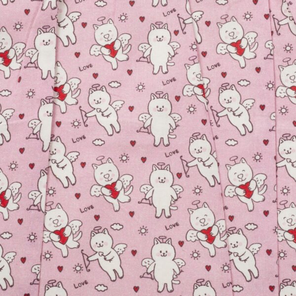 Baby Girls 100% Organic Cotton Cute Angels Printed Balloon Frock with Frilled Neck - Pink - Image 5