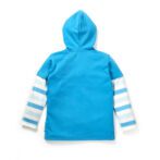Boys Graphic Printed 100%Organic Cotton Hooded Jacket with stripes and plane emb-Blue - Image 3