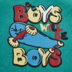 Boys Graphic Printed 100% Organic Cotton T-shirt with Text print-Mint Green - Image 2