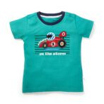 Boys Graphic Printed 100%Organic Cotton Racing Car graphics Tee-Green