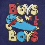 Boys Embroidered 100% Organic Cotton T-shirt with Text print - Navy - Image 2