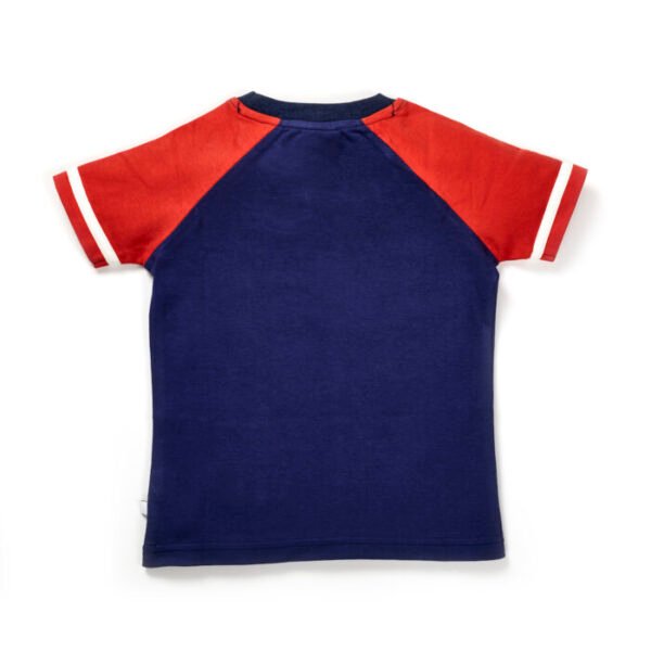 Boys Embroidered 100% Organic Cotton T-shirt with Text print - Navy - Image 3