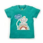 Boys Printed 100%Organic Cotton Elephant & panda Printed Round Neck T-Shirt Combo Pack of 2-Green and Blue - Image 2