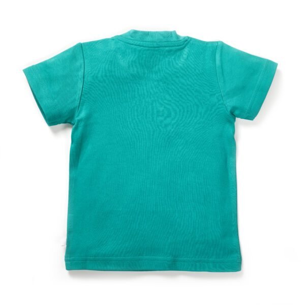 Boys Printed 100%Organic Cotton Elephant & panda Printed Round Neck T-Shirt Combo Pack of 2-Green and Blue - Image 5