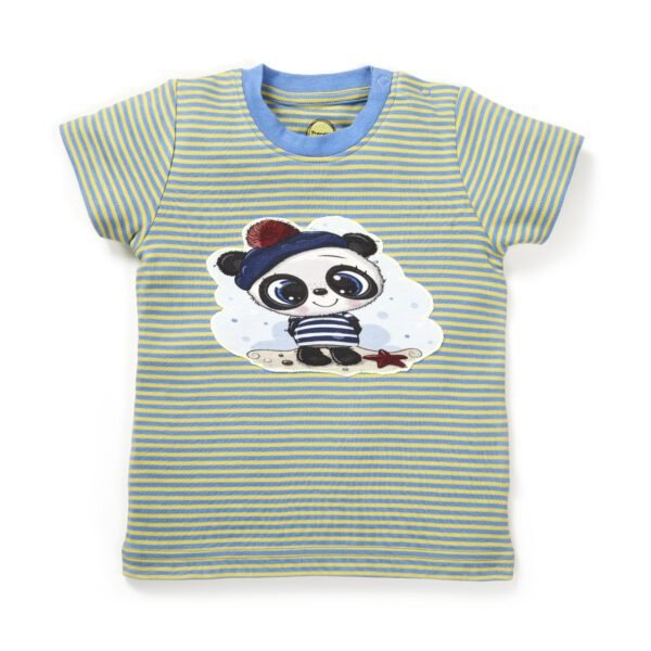 Boys Printed 100%Organic Cotton Elephant & panda Printed Round Neck T-Shirt Combo Pack of 2-Green and Blue - Image 6